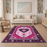 Pink Heart Floral Vintage Area Rug