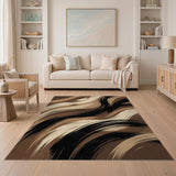 Abstract Brown Swirl Washable Area Rug