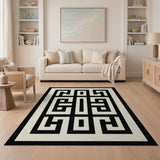 Black White Greek Key Geometric Area Rug