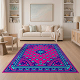 Vibrant Pink Teal Traditional Persian Area Rug