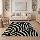 Heritage Tribal Zebra Stripe Black White Area Rug