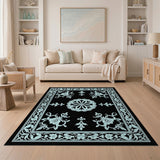 Traditional Persian Blue and Teal Teal Floral Persian Area Rug