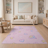 Sparkling Pink Hearts Stars Kids Rug