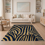 Bold Navy Gold Zebra Stripe Area Rug