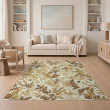 Golden Fern Leaf Cream Area Rug