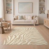 Beige Wavy Zebra Abstract Area Rug