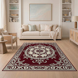 Ornate Burgundy Medallion Persian Rug
