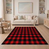 Bold Red Black Buffalo Check Area Rug