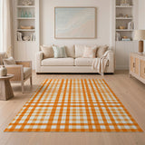 Bold Orange Checkered Plaid Area Rug