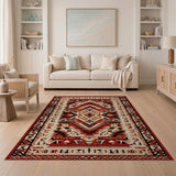 Southwestern Geometric Red Tan Area Rug