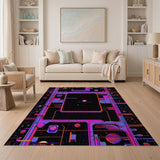 ODIKA Cyberpunk Pixel Art Space Washable Rug - Low Pile Non-Slip Retro Gaming Area Carpet
