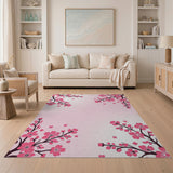 Blush Pink Cherry Blossom Pink Area Rug