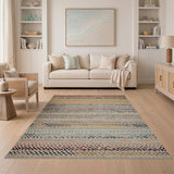 Multi-color and Patterns Vibrant Multi-Color Geometric Tribal Area Rug