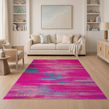 Vibrant Pink Teal Abstract Streak Area Rug