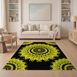 Yellow Sunflower Mandala Area Rug