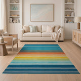 Geometric Modern Vibrant Rainbow Striped Area Rug