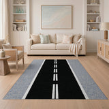 Black White Highway Dash Line Rug