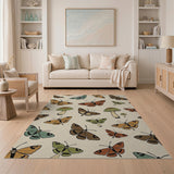Whimsical Butterfly Mushroom Pattern Area Rug