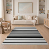 Geometric Modern Black and White Bold Black White Geometric Stripe Area Rug