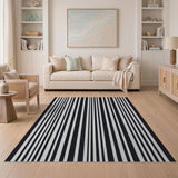 Geometric Modern Vertical Striped Bold Black White Vertical Striped Area Rug