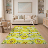Vibrant Yellow Sunflower Striped Area Rug