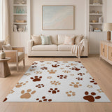 Playful Brown Tan Paw Print Area Rug