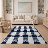 Navy Grey Wavy Abstract Area Rug
