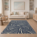 Black White Swirling Zebra Area Rug