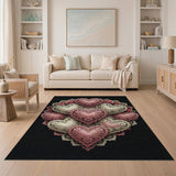 Pink Lace Hearts Roses Area Rug