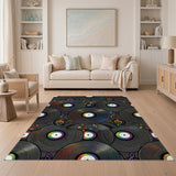 Rainbow Vinyl Records Washable Area Rug