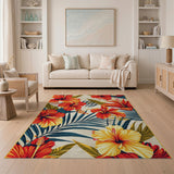 Vibrant Hibiscus Palm Area Rug