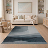 Abstract Blue Wave Landscape Rug
