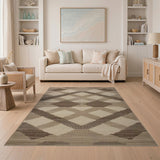 Beige Geometric Diamond Woven Area Rug