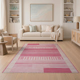 Modern Pink Striped Geometric Area Rug