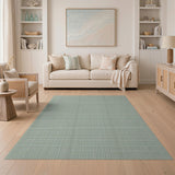 Sage Green Checkered Geometric Area Rug