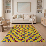 Vibrant Yellow Multi-Color Wavy Abstract Area Rug