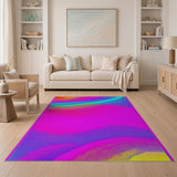 Abstract Area Vibrant Multi-Color Wavy Abstract Area Rug