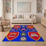 Fire Truck Emergency Badge Collage Area Rug