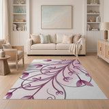 Swirling Pink Vine Floral Area Rug