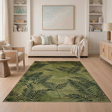 Lush Fern Silhouette Green Area Rug