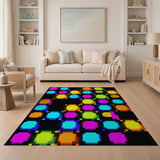 Neon Pixel Glow Multi-Color Area Rug