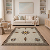 Beige Traditional Persian Area Rug with Floral Medallion