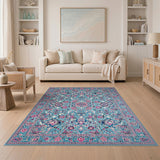 Blue and Teal Persian Floral Area Rug