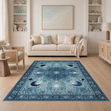 Moon Phase Celestial Blue Area Rug