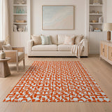 Bold Orange Geometric Abstract Orange Area Rug