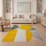Yellow Overlapping Circles Geometric Area Rug