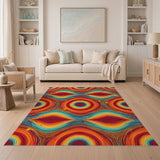 Vivid Multi-Color Abstract Swirl Area Rug