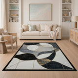 Geometric Modern Gold and Silver Gold Accent Geometric Abstract Area Rug