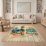 Vintage Coastal Surfboard Area Rug