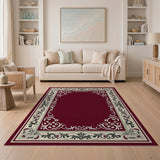 Ornate Traditional Persian Ornate Red Floral Border Area Rug